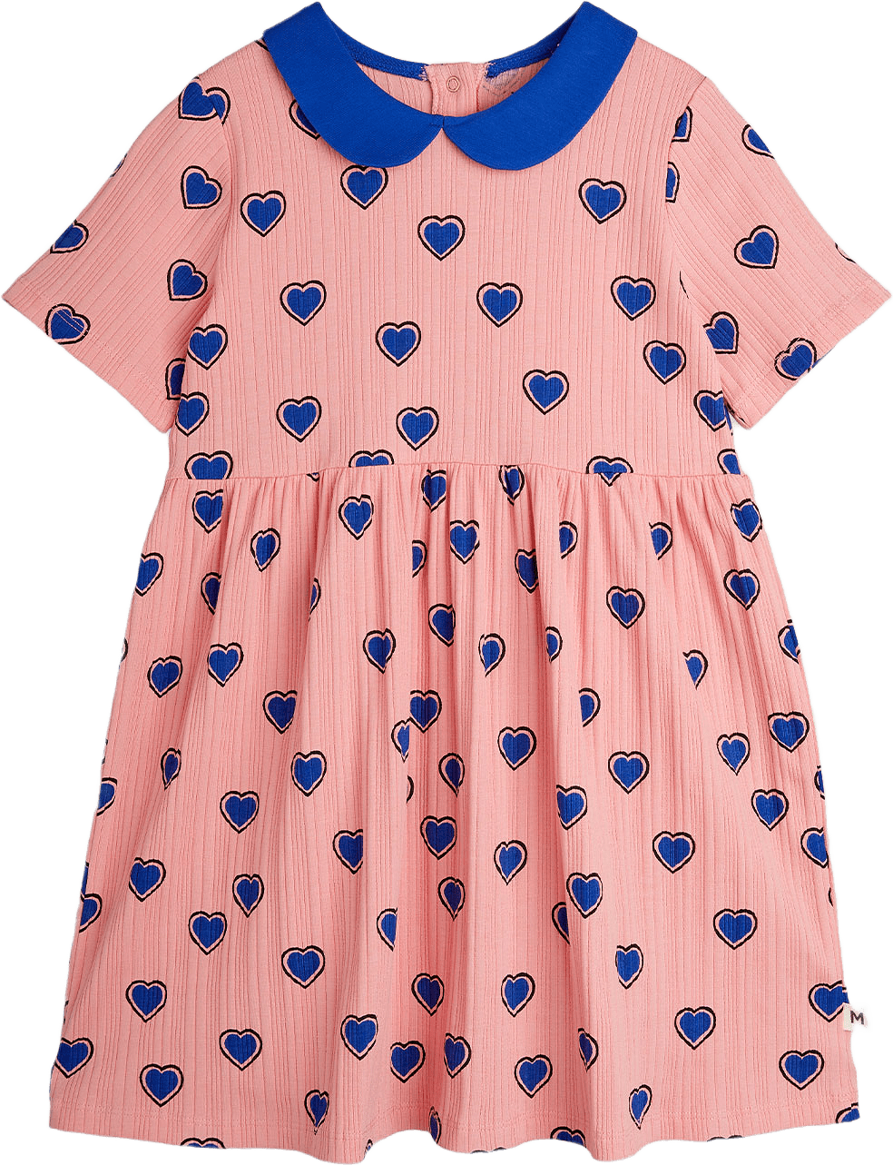 Outlined Hearts Short Sleeve Dress, från Mini Rodini, i färgen Pink.