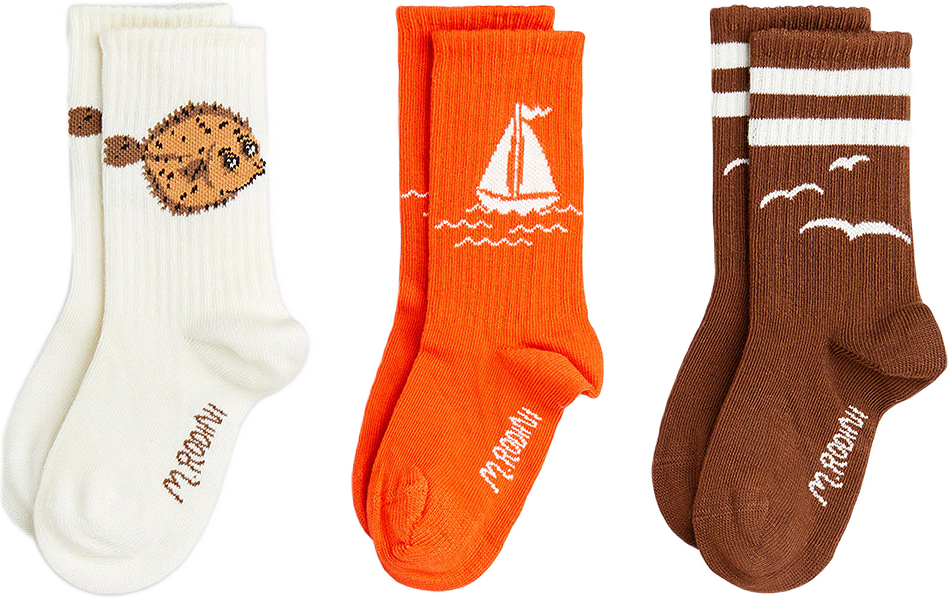 Sailing Boats 3-Pack Socks, från Mini Rodini, i färgen Multi.