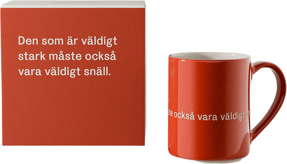 Mugg, Den som är väldigt stark, från Design House Stockholm, i färgen Red.