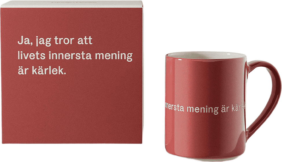 Astrid Lindgren Mugg - Ja, jag tror att livets innersta mening är kärlek, från Design House Stockholm, i färgen Red.