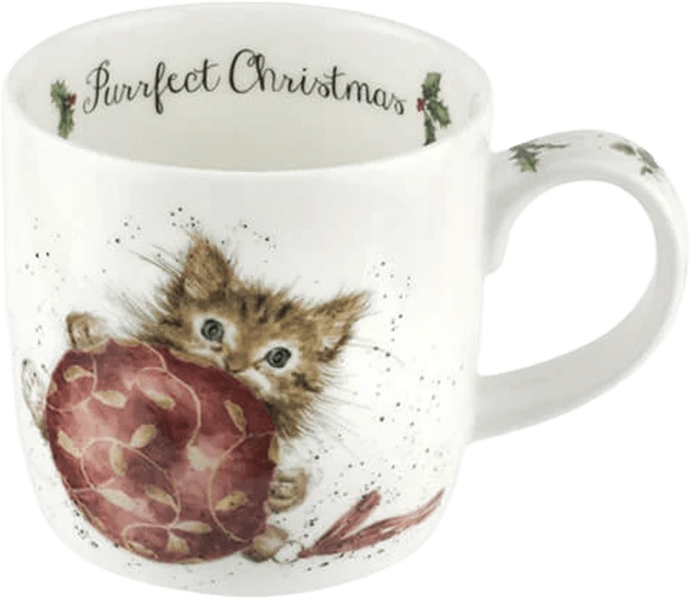 Mugg Purrfect Christmas Katt 31cl, från Wrendale, i färgen White.