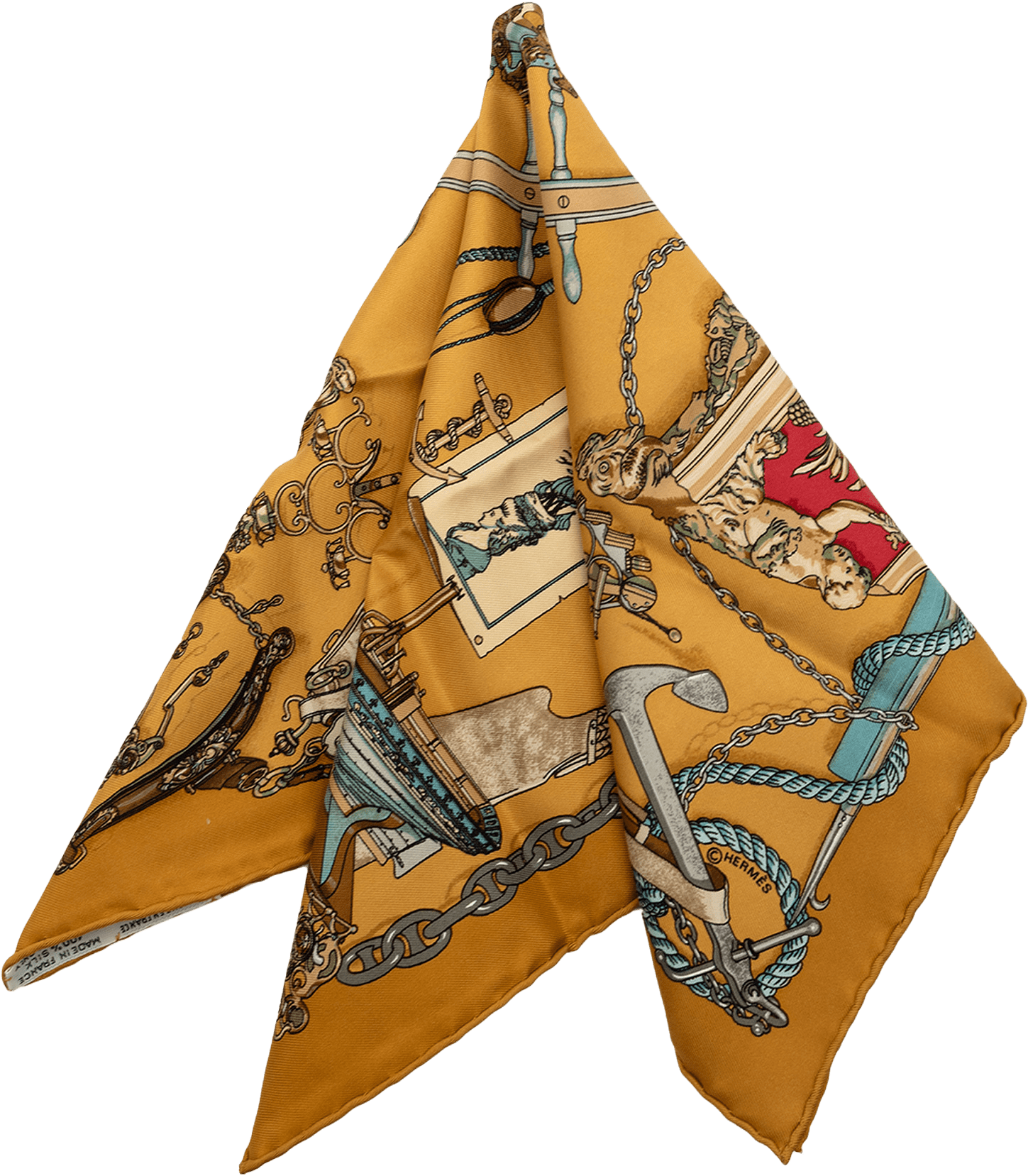 Hermès Musee Silk Handkerchief, från Luxclusif, i färgen camel.