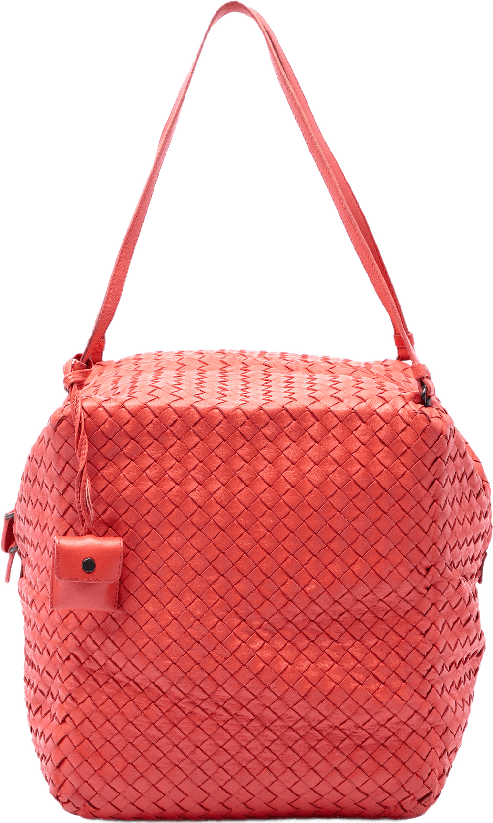 Bottega Veneta Nappa Intrecciato Cube Shoulder Bag, från Luxclusif, i färgen orange.