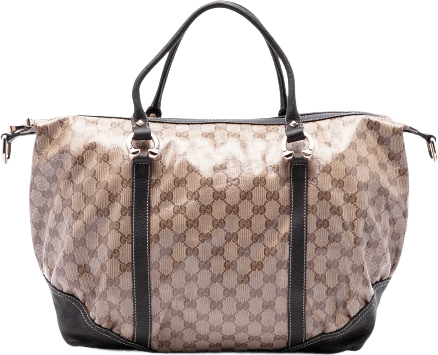 Gucci Gg Crystal Horsebit Nail Boston Bag, från Luxclusif, i färgen beige.