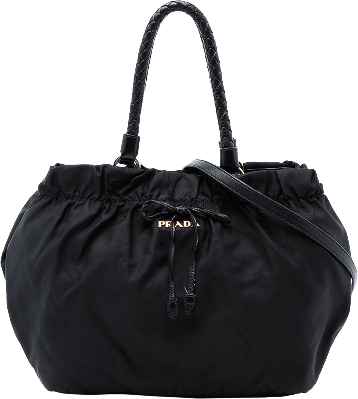 Prada Tessuto Bow Satchel, från Luxclusif, i färgen black.