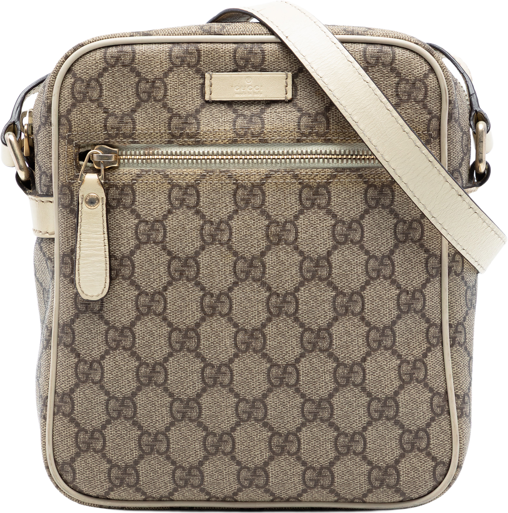 Gucci Gg Supreme Crossbody, från Luxclusif, i färgen beige.