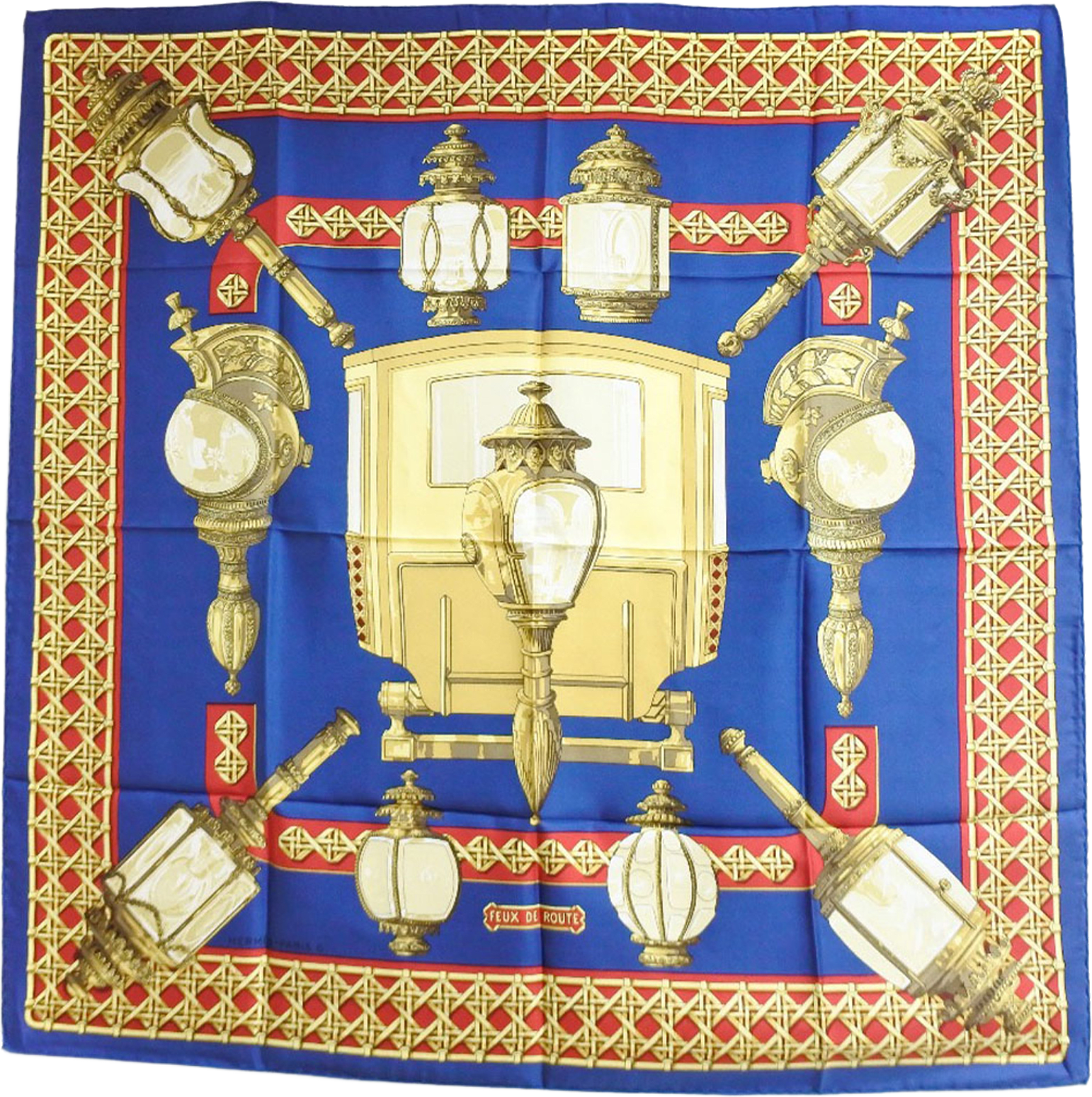 Hermès Feux De Route Silk Scarf 90, från Luxclusif, i färgen blue.