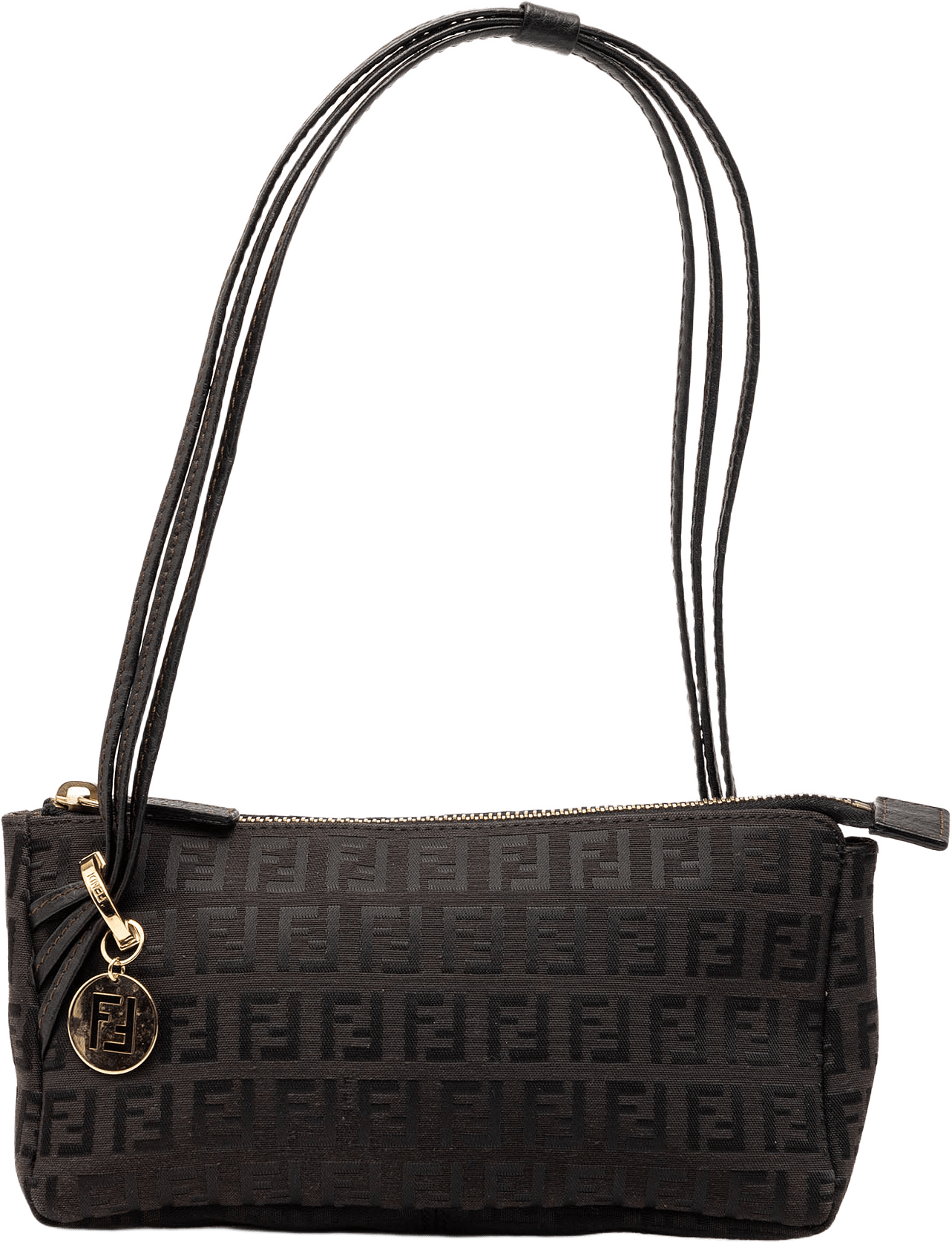 Fendi Zucchino Canvas Triple Strap Pochette Shoulder Bag, från Luxclusif, i färgen dark brown.