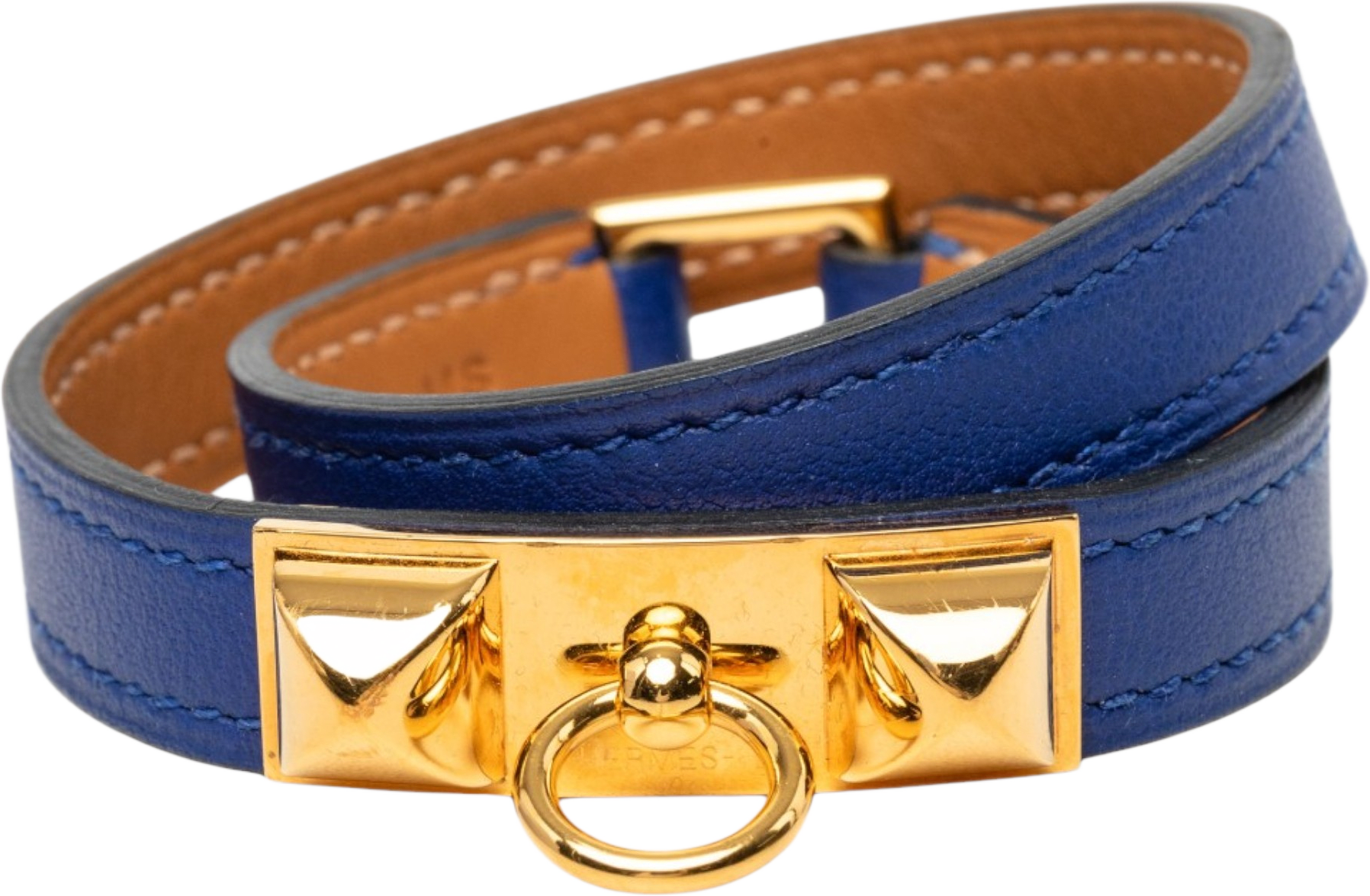Hermès Swift Rivale Double Tour Bracelet, från Luxclusif, i färgen blå.