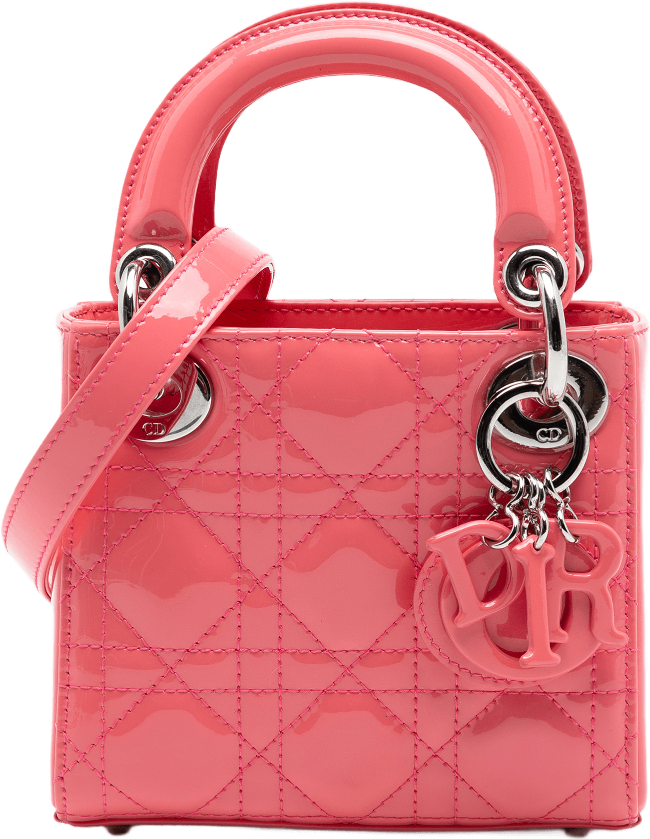 Dior Micro Patent Cannage Lady Dior, från Luxclusif, i färgen rosa.