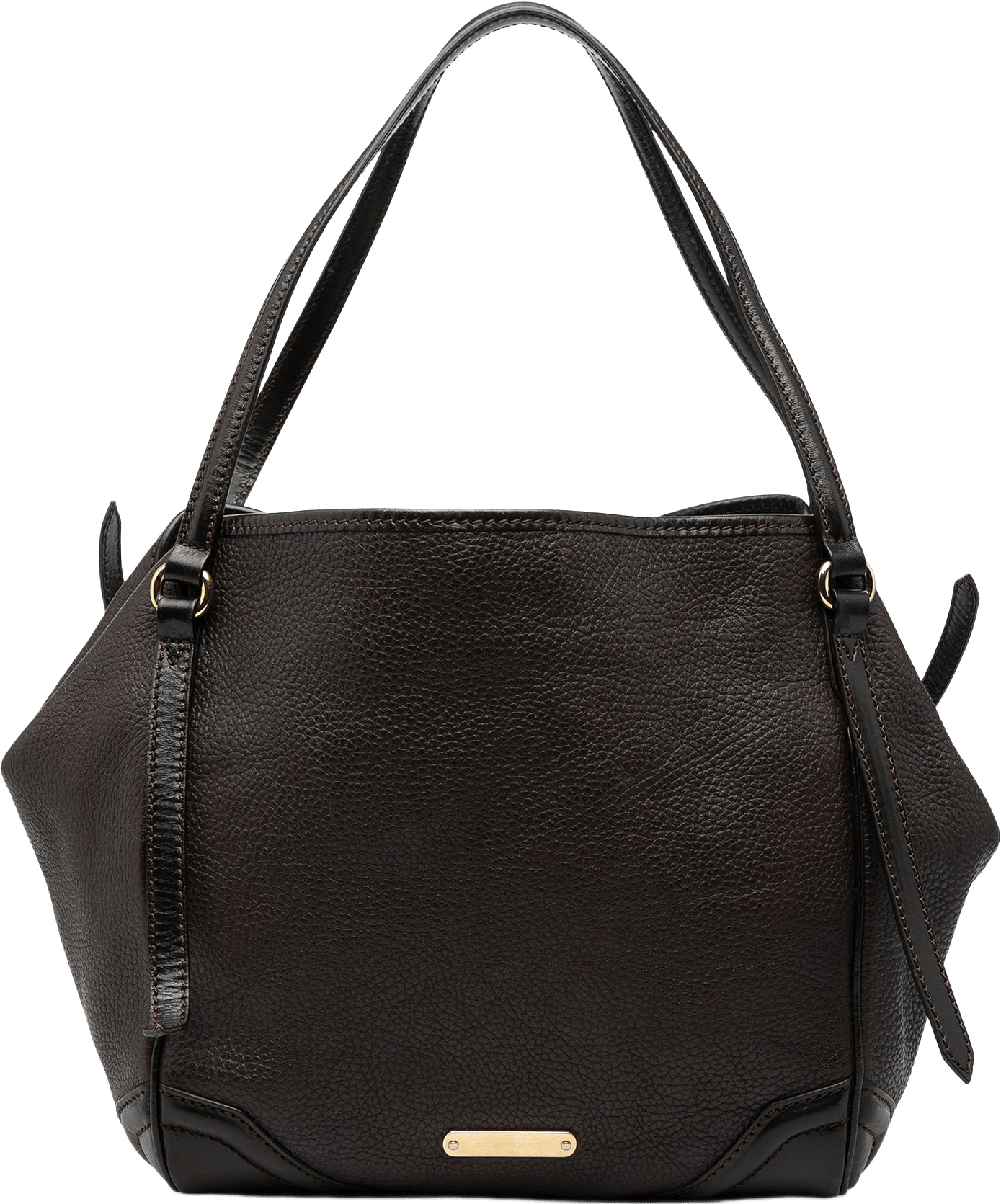 Burberry Small Grained Calfskin Canterbury Tote, från Luxclusif, i färgen dark brown.