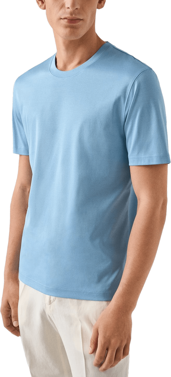 T-shirt I Filo Di Scozia, från Eton, i färgen ljusblå.