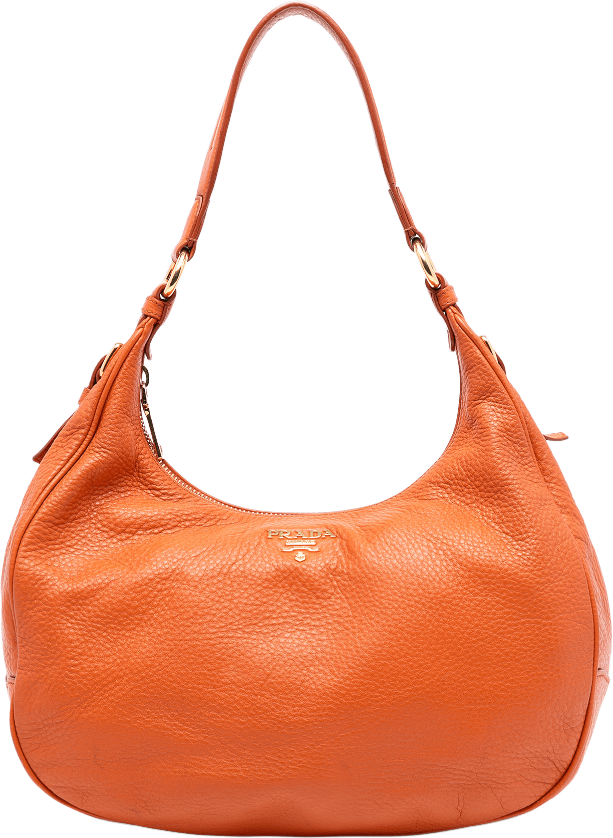 Prada Vitello Daino Zip Top Hobo, från Luxclusif, i färgen orange.