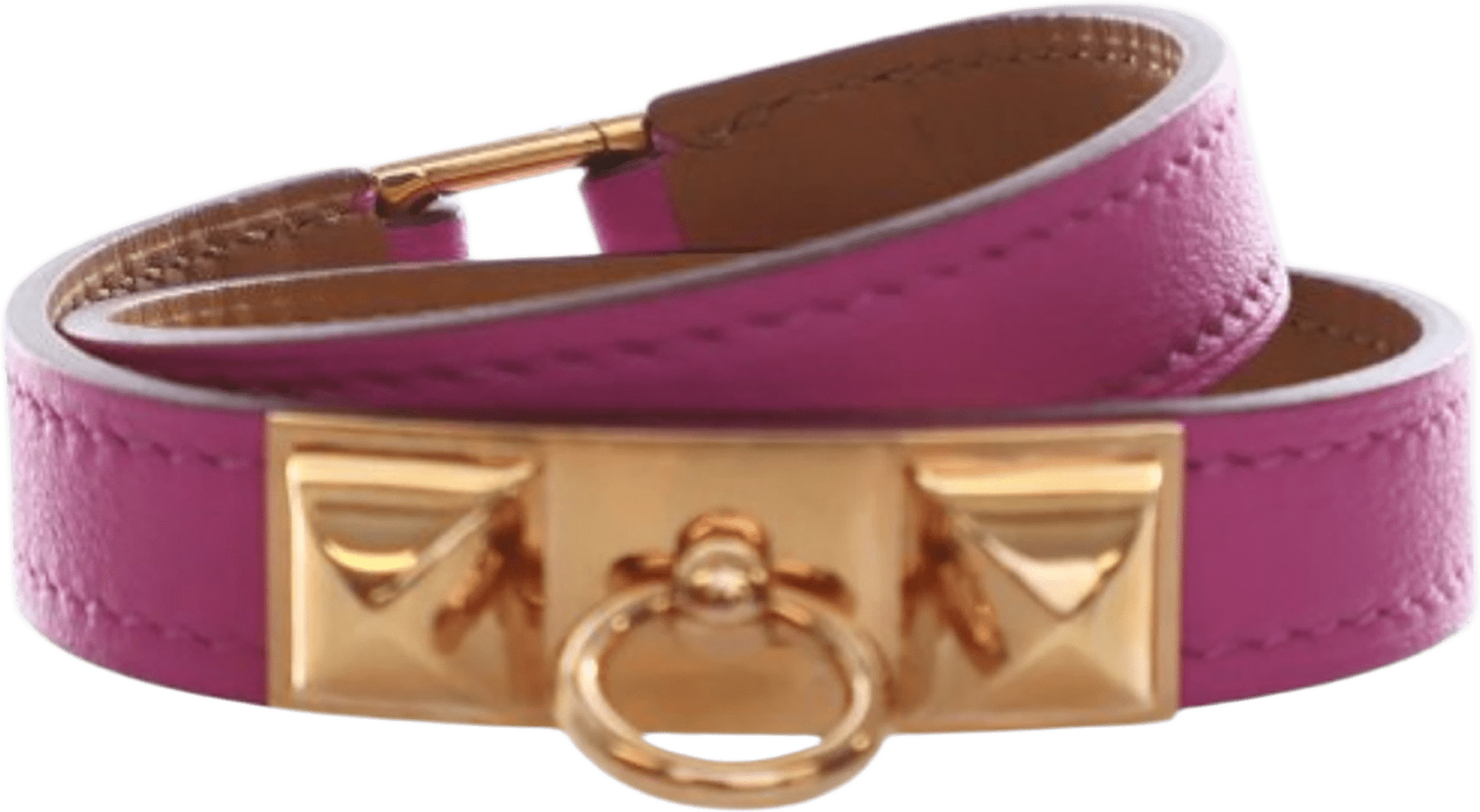 Hermès Swift Rivale Double Tour Bracelet T3, från Luxclusif, i färgen pink.