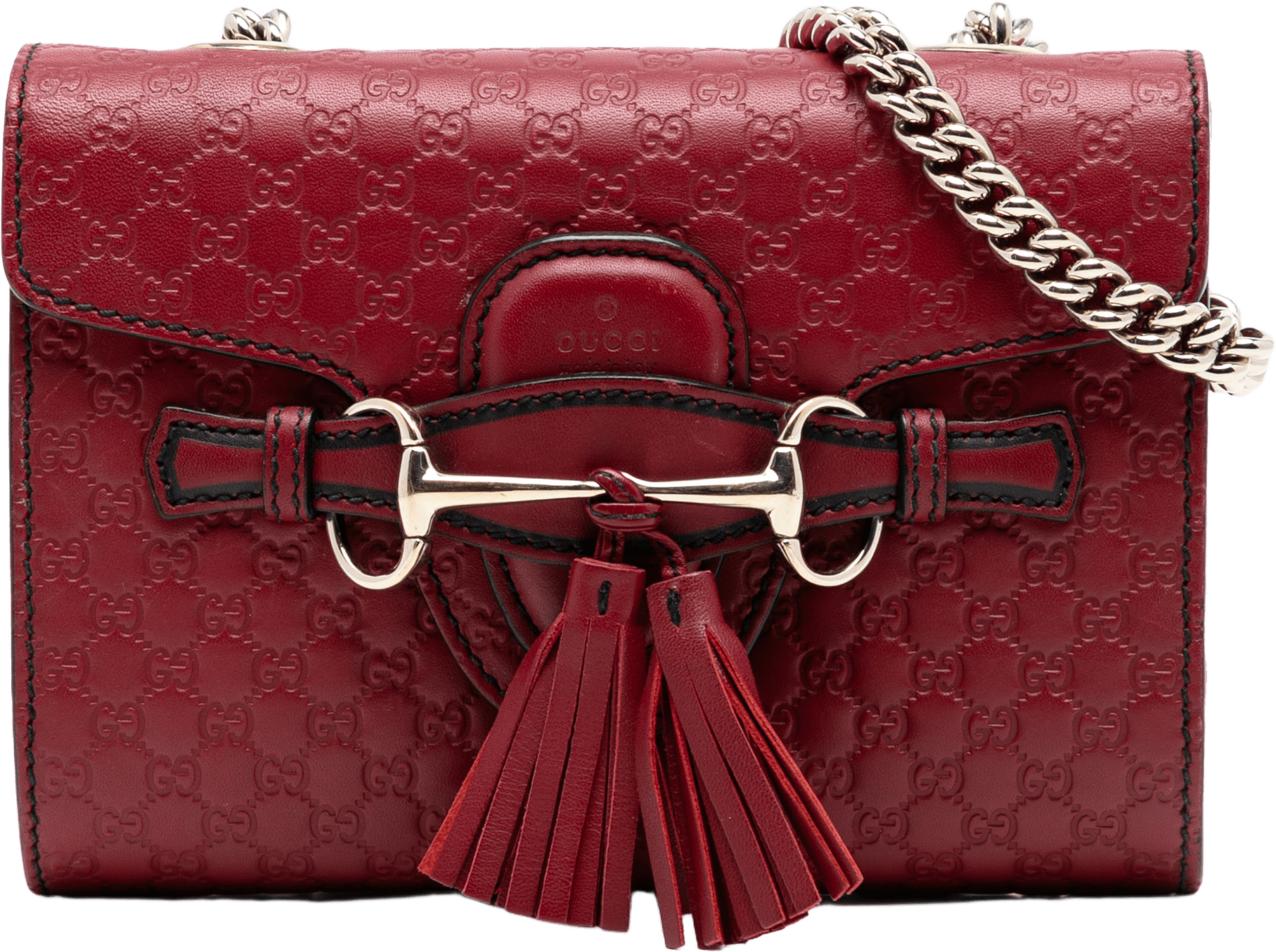 Gucci Mini Microguccissima Emily Crossbody, från Luxclusif, i färgen red.