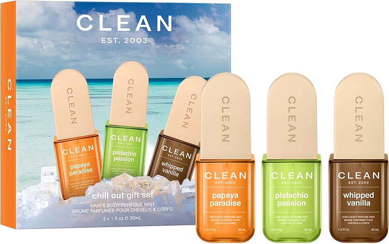 Gift Set Hair & Body Perfume Mist 3 x 30 ml, från Clean.
