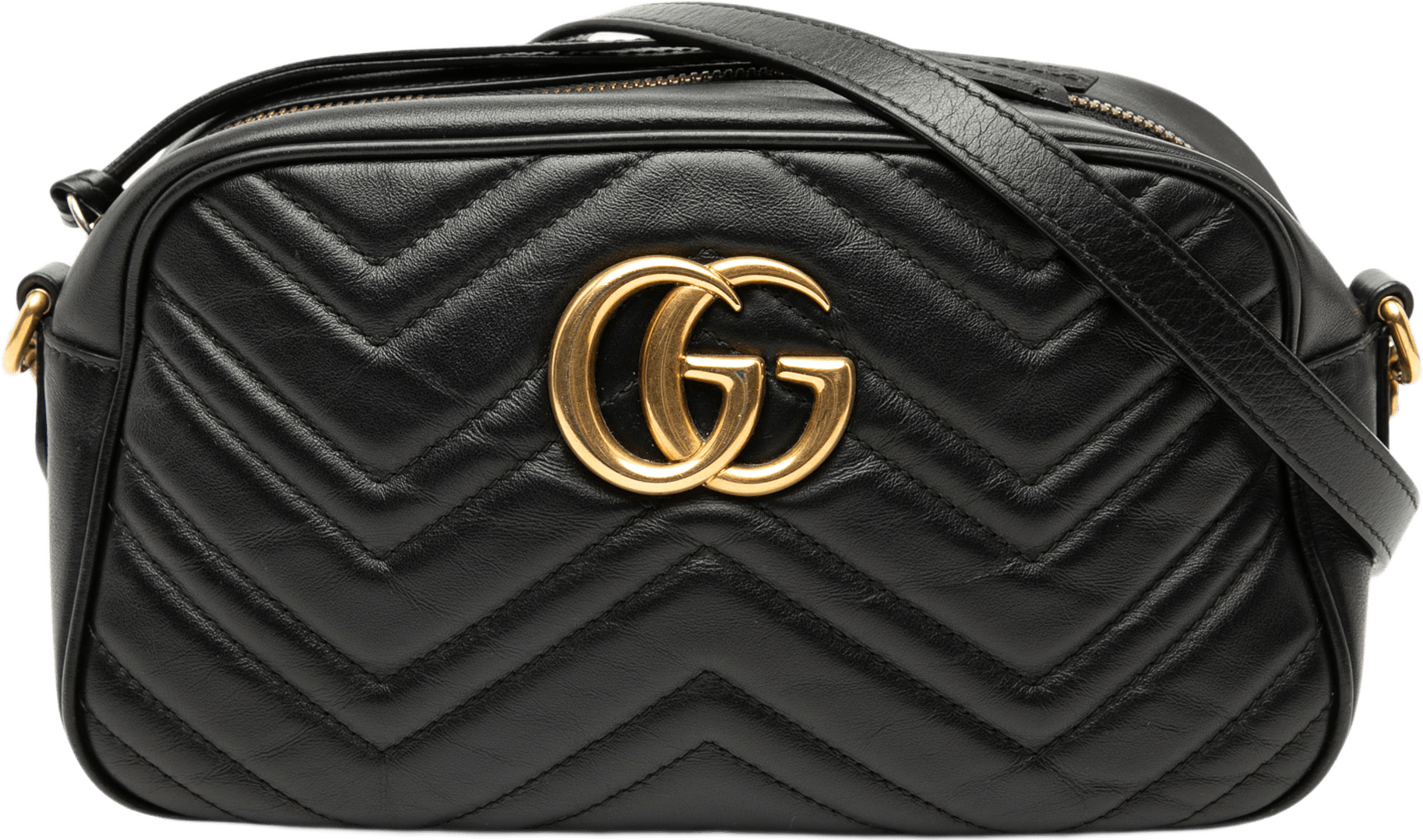 Gucci Small Gg Marmont Matelasse Leather Crossbody, från Luxclusif, i färgen black.