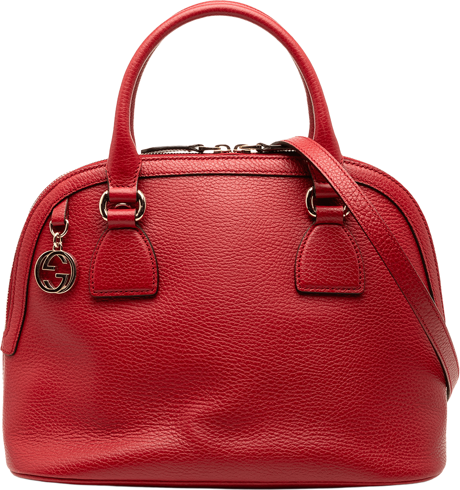 Gucci Small Dollar Calfskin Gg Charm Dome Satchel, från Luxclusif, i färgen red.