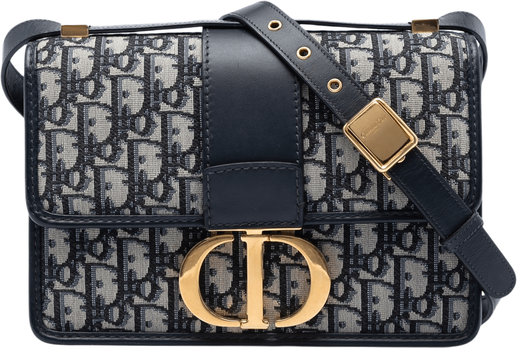 Dior Oblique Canvas 30 Montaigne Flap, från Luxclusif, i färgen navy.