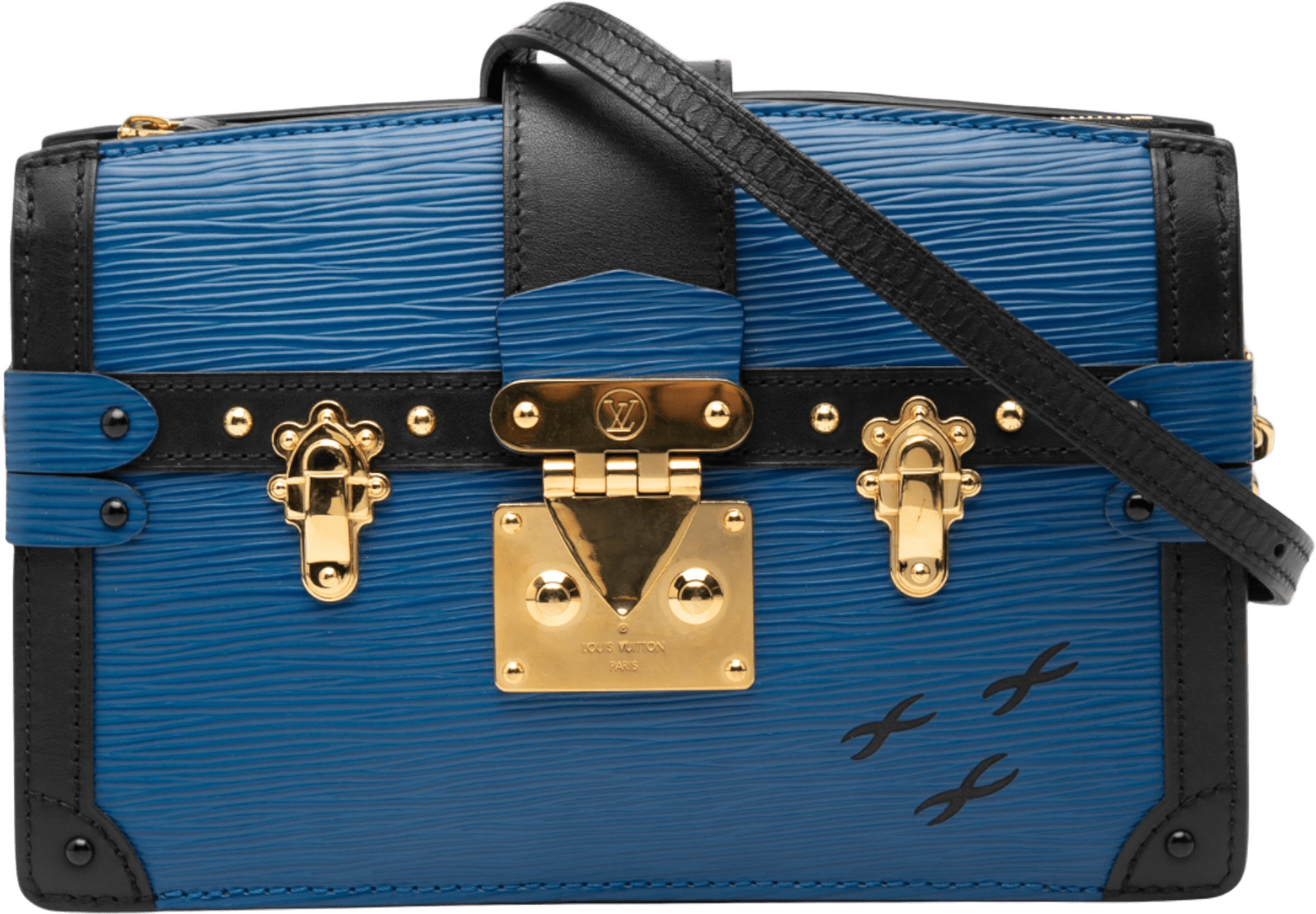 Louis Vuitton Epi Trunk Clutch, från Luxclusif, i färgen blue.