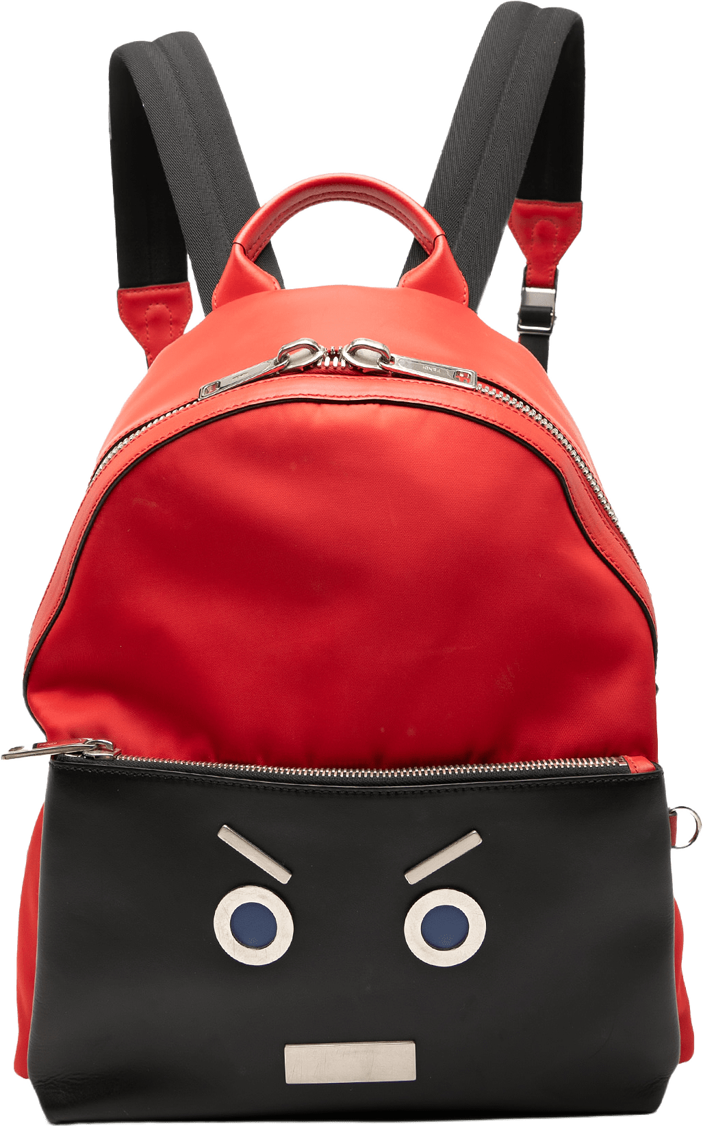 Fendi Nylon And Leather Faces Backpack, från Luxclusif, i färgen red.