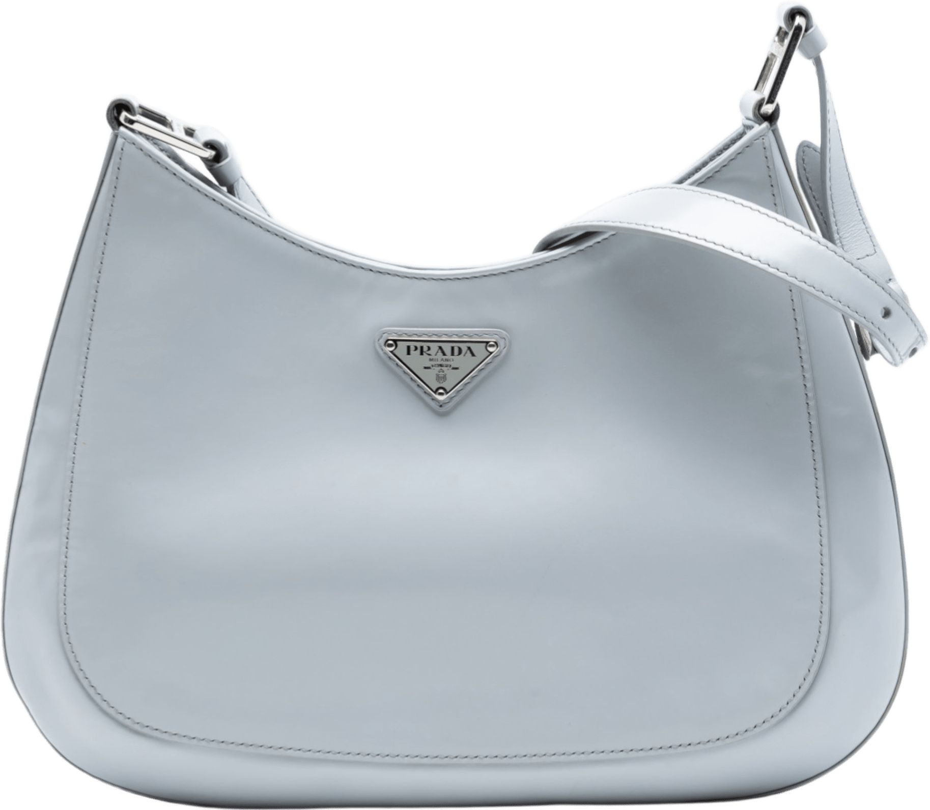Prada Spazzolato Leather Cleo Shoulder Bag, från Luxclusif, i färgen light blue.