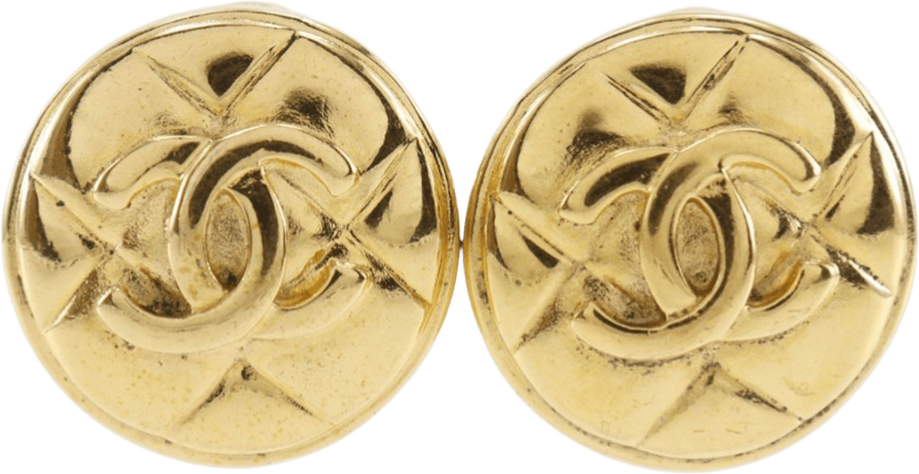 Chanel Cc Quilted Gold Plated Round Clip On Earrings, från Luxclusif, i färgen gold.