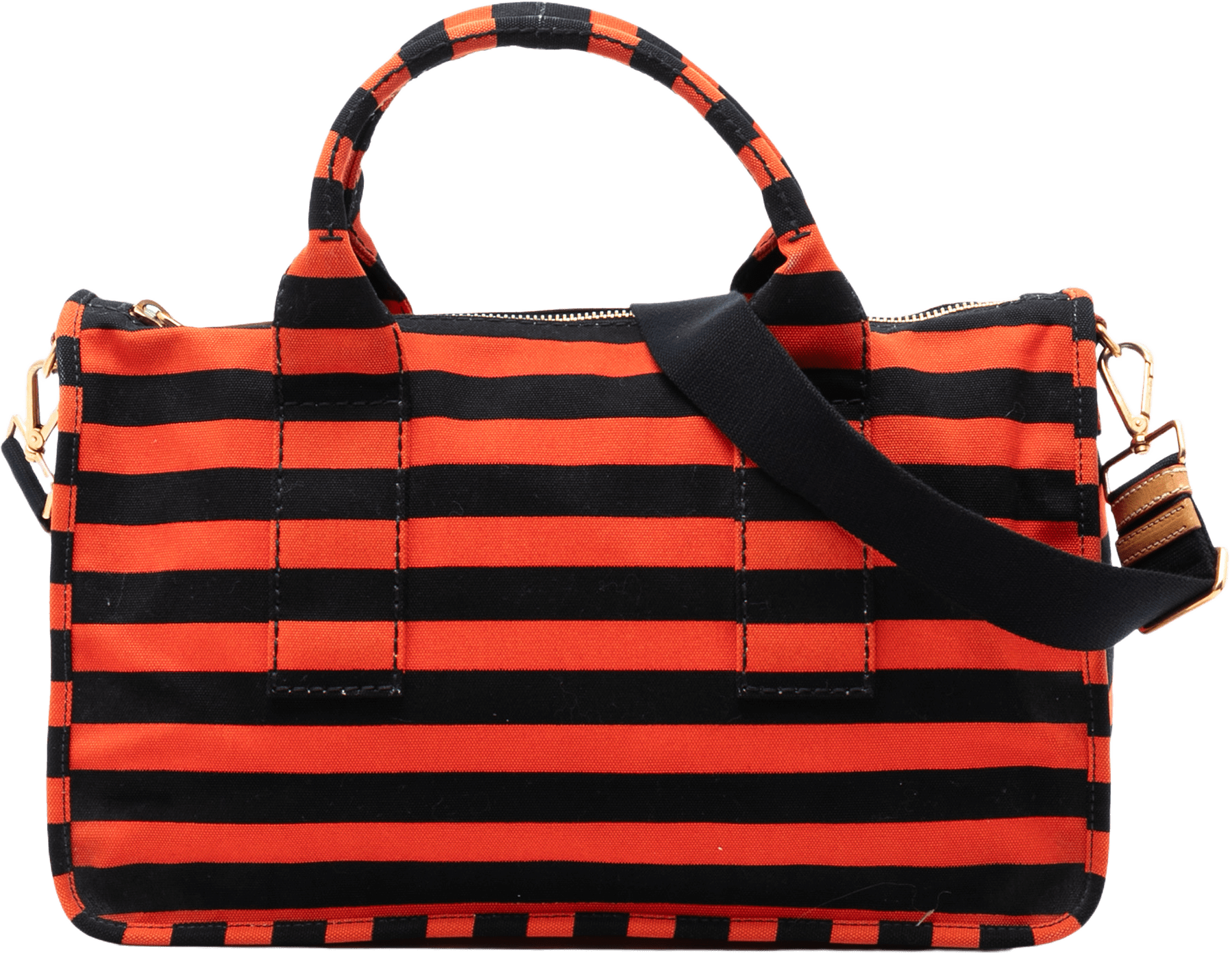 Prada Large Canvas Canapa Righe Striped Satchel, från Luxclusif, i färgen red.