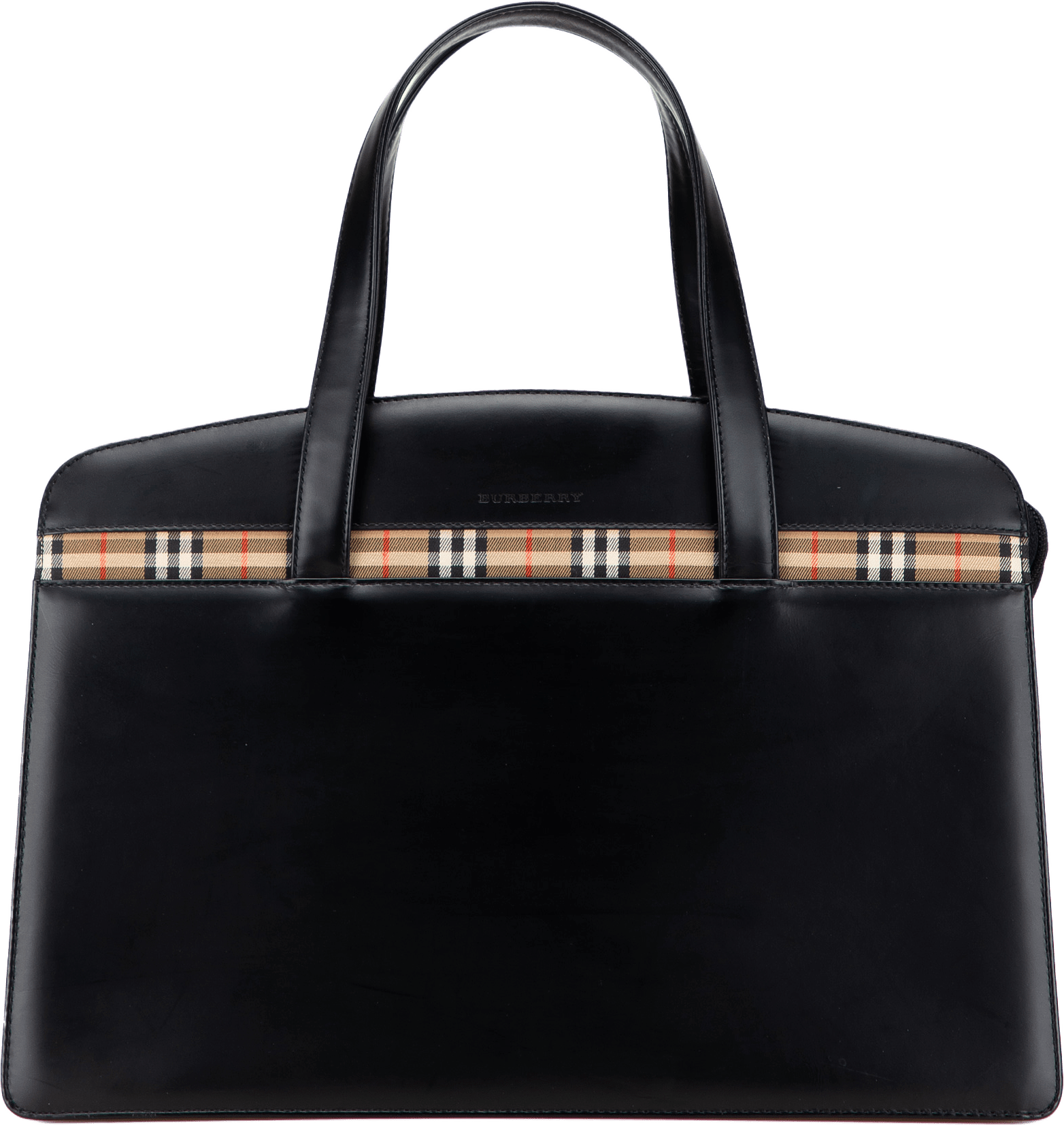 Burberry House Check Trimmed Leather Handbag, från Luxclusif, i färgen black.
