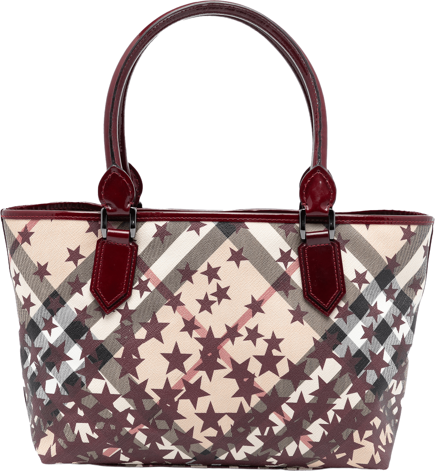 Burberry Medium Supernova Check Coated Canvas Star Nickie Tote, från Luxclusif, i färgen beige.