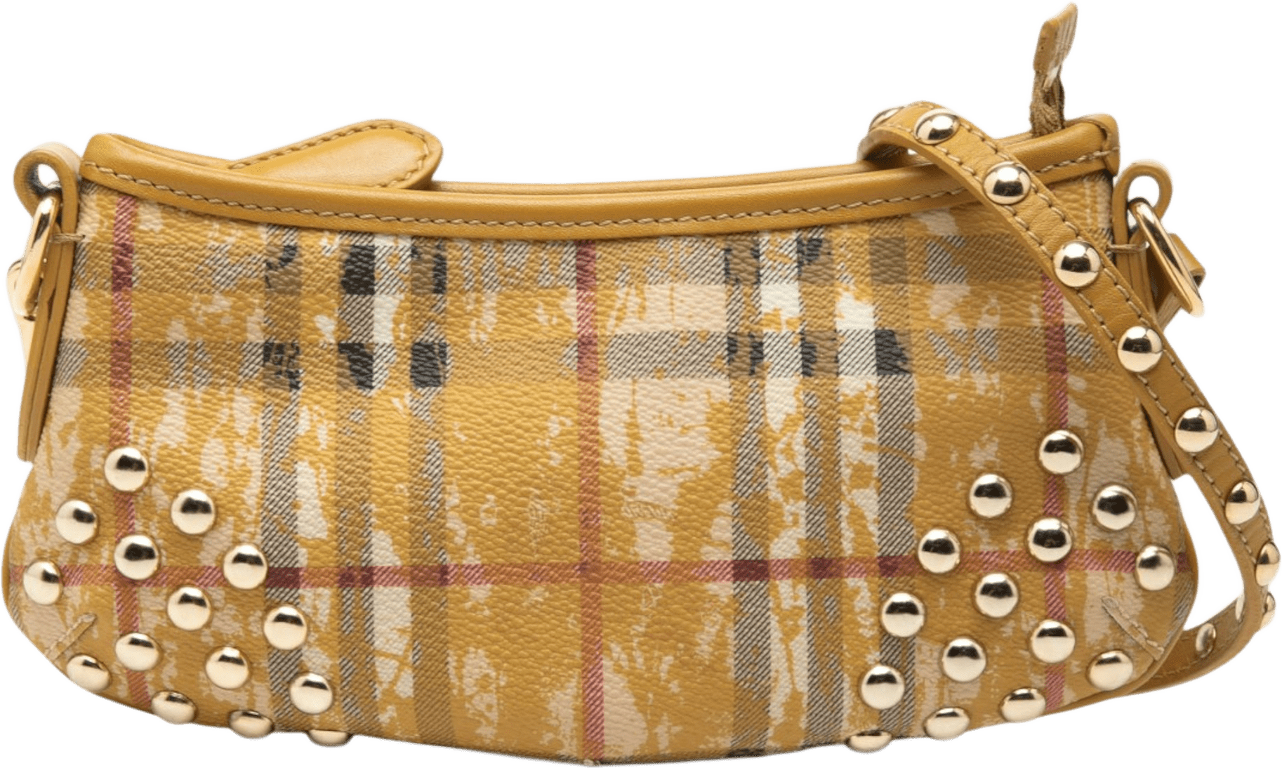 Burberry Studded Haymarket Check Coated Canvas Canterbury Crossbody, från Luxclusif, i färgen beige.