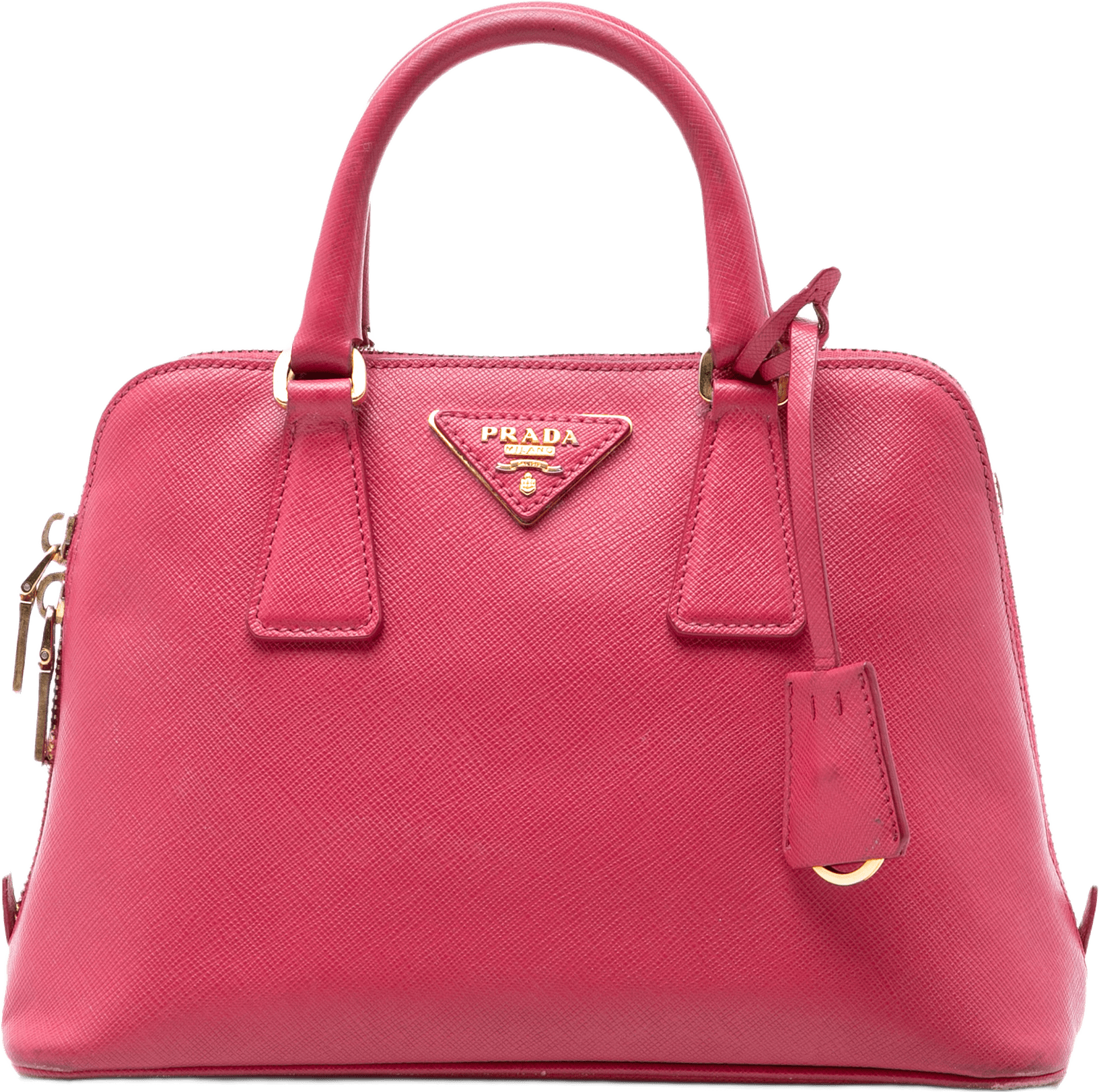Prada Small Saffiano Lux Promenade Satchel, från Luxclusif, i färgen pink.