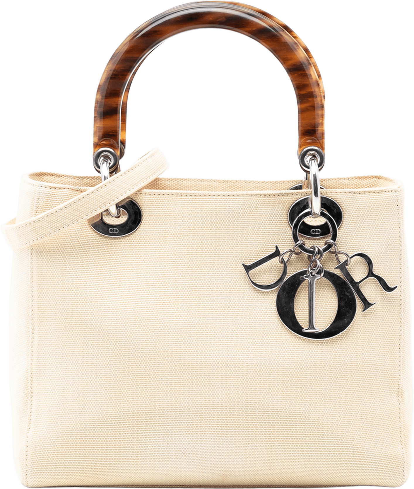 Dior Medium Canvas Lady Dior, från Luxclusif, i färgen ivory.