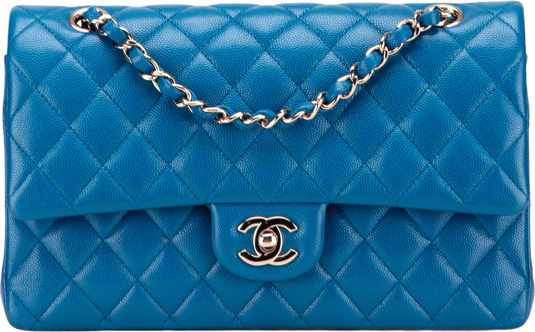 Chanel Medium Classic Caviar Double Flap, från Luxclusif, i färgen blue.