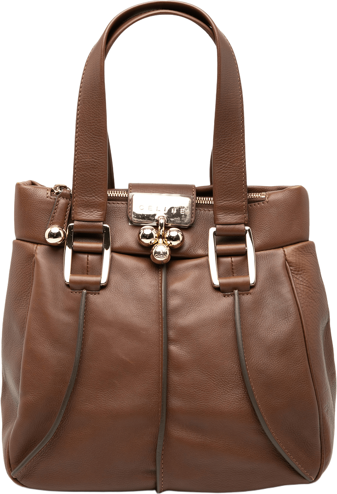 Celine Leather Handbag, från Luxclusif, i färgen brown.