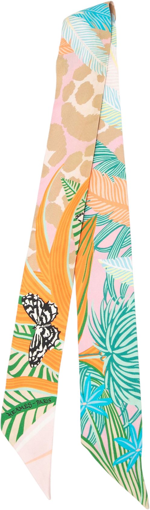Hermès Jaguar Quetzal Silk Twilly Scarf, från Luxclusif, i färgen light pink.