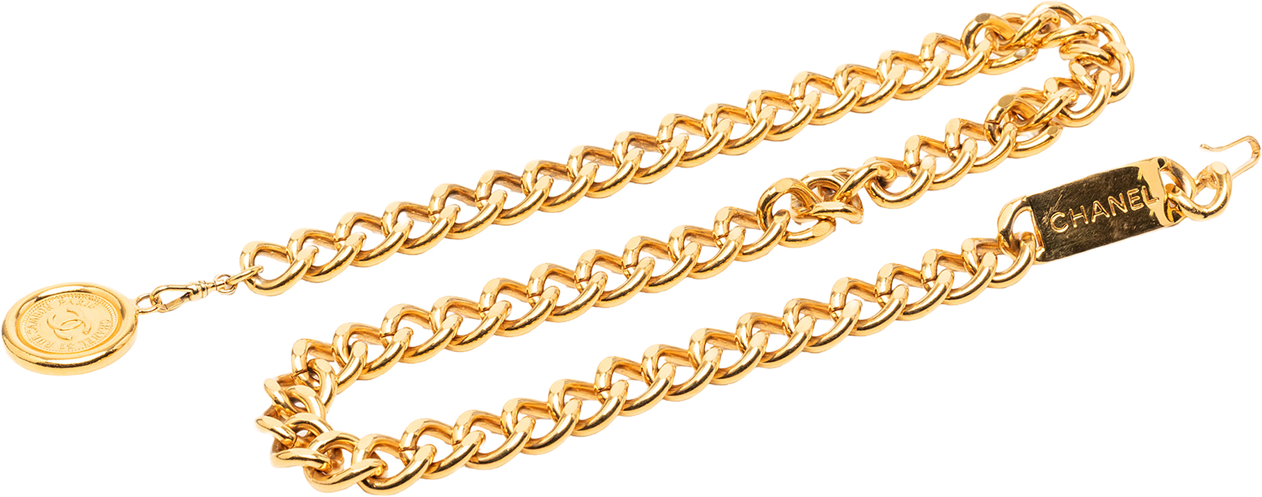 Chanel Cc Medallion Chain-link Belt, från Luxclusif, i färgen gold.