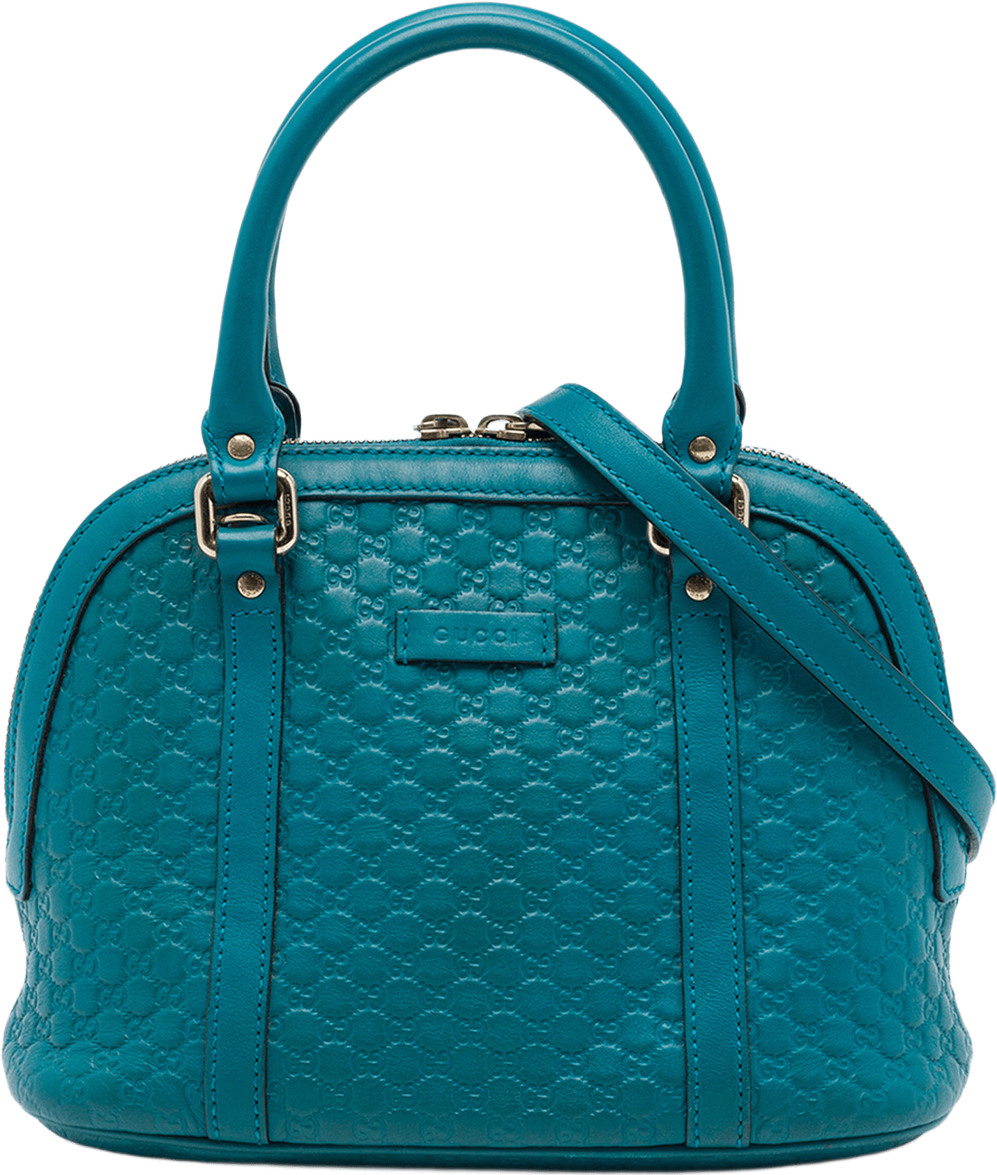 Gucci Mini Microguccissima Dome Satchel, från Luxclusif, i färgen blå.