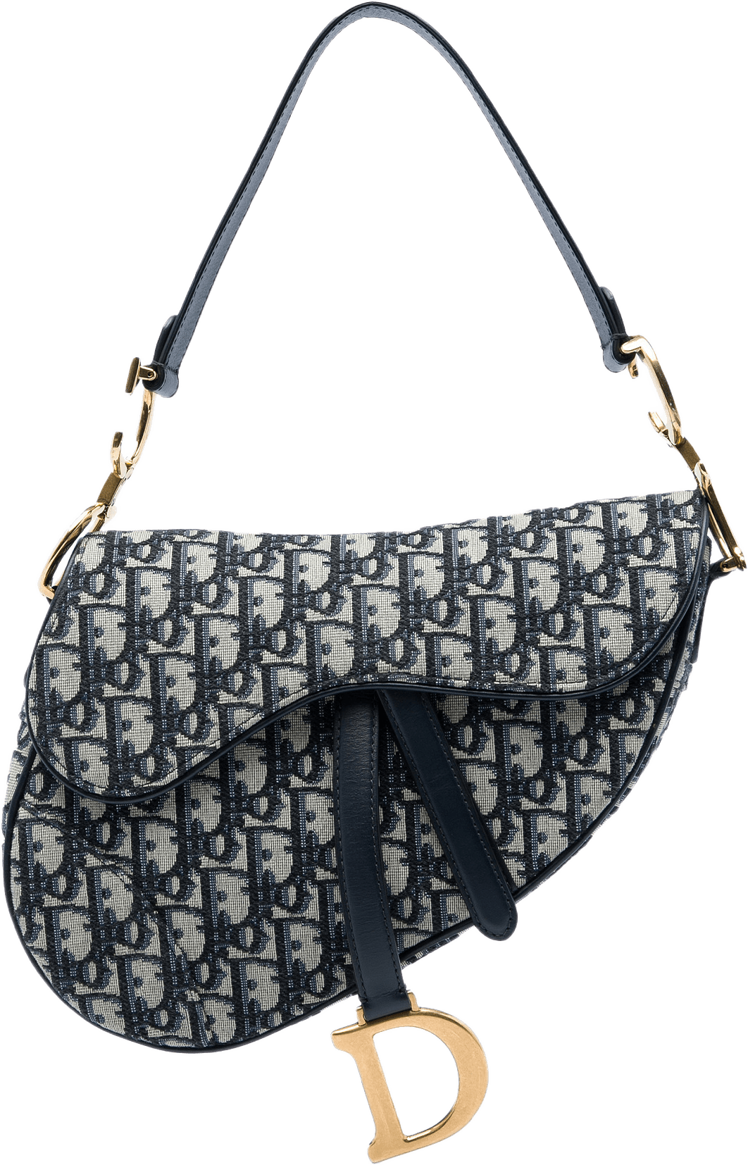 Dior Oblique Canvas Saddle Bag, från Luxclusif, i färgen blå.