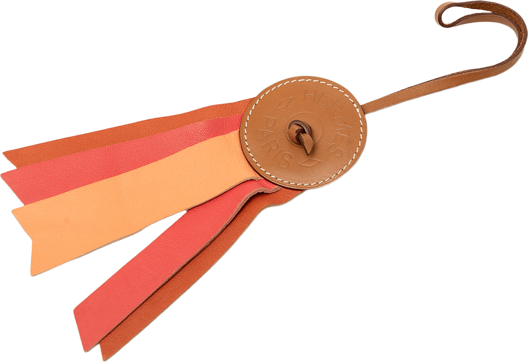 Hermès Hunter Cowhide And Milo Lambskin Paddock Flot Ribbon Bag Charm, från Luxclusif, i färgen brun.