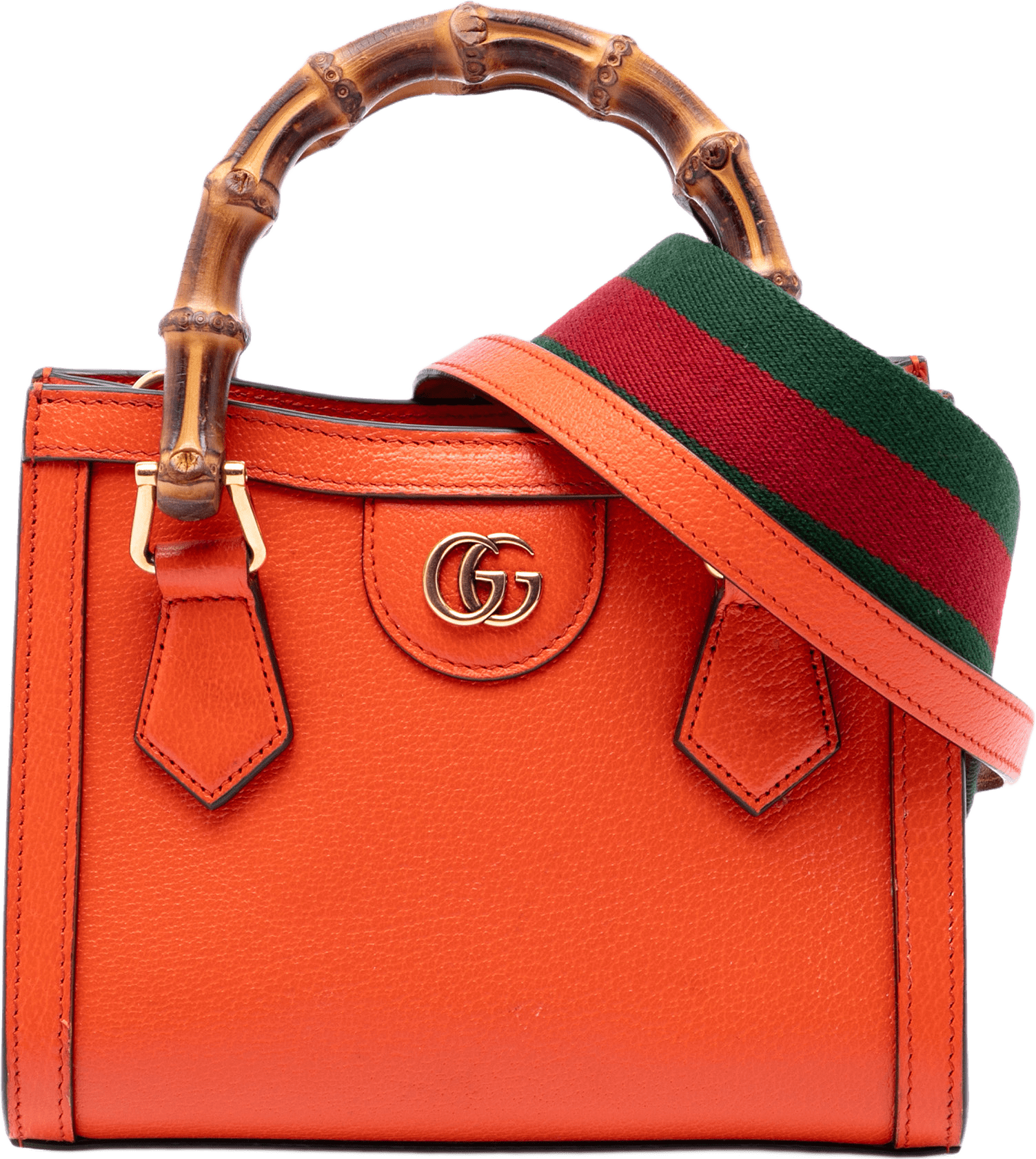 Gucci Small Calfskin Bamboo Diana Satchel, från Luxclusif, i färgen orange.