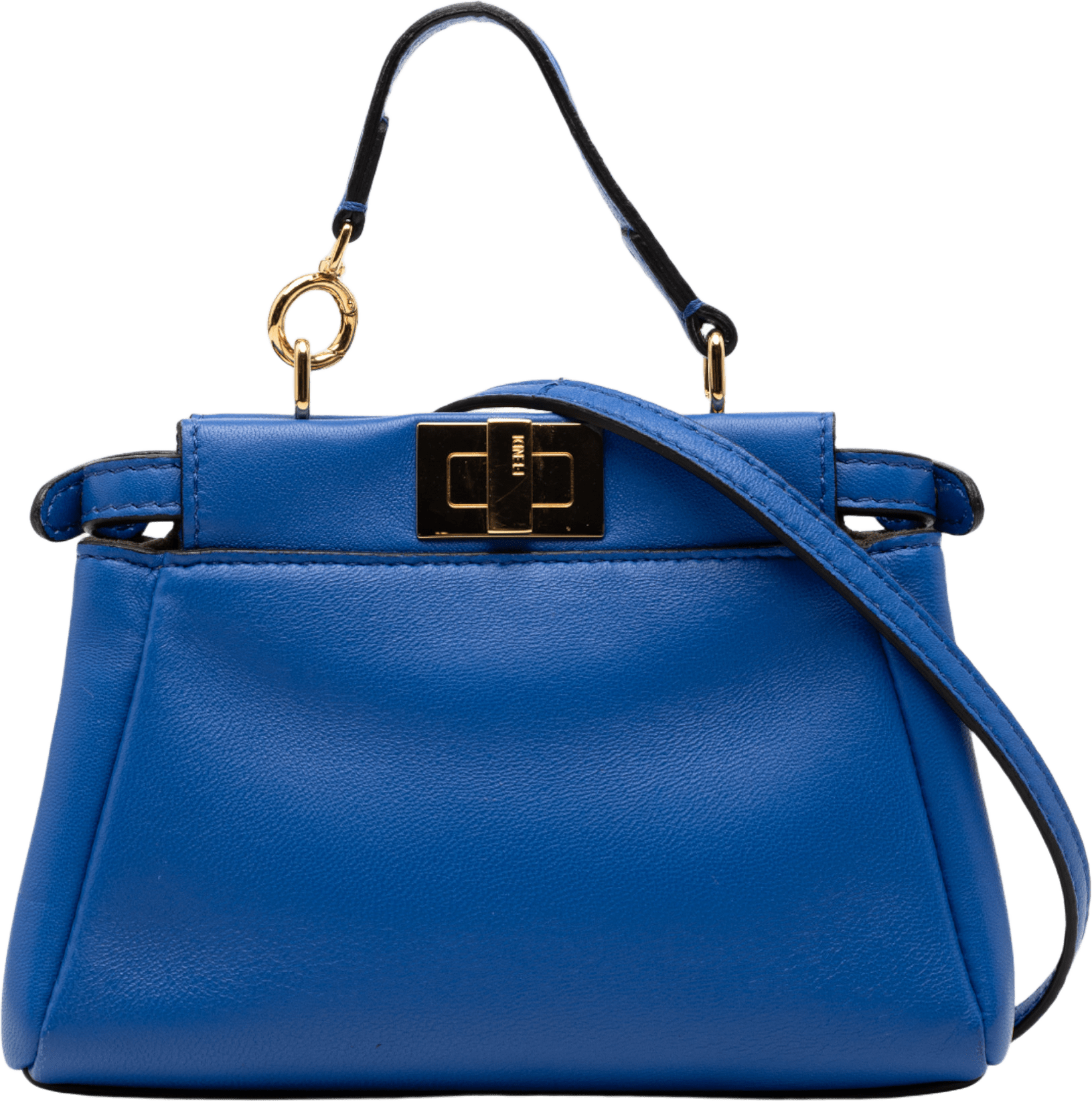 Fendi Micro Shiny Nappa Peekaboo Iconic Satchel, från Luxclusif, i färgen blue.