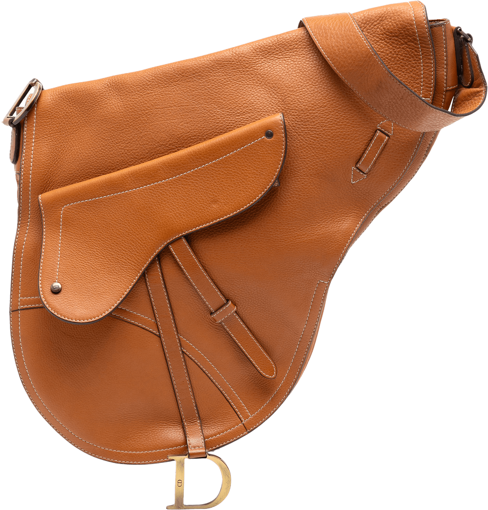 Dior Leather Baudrier Saddle Bag, från Luxclusif, i färgen brown.