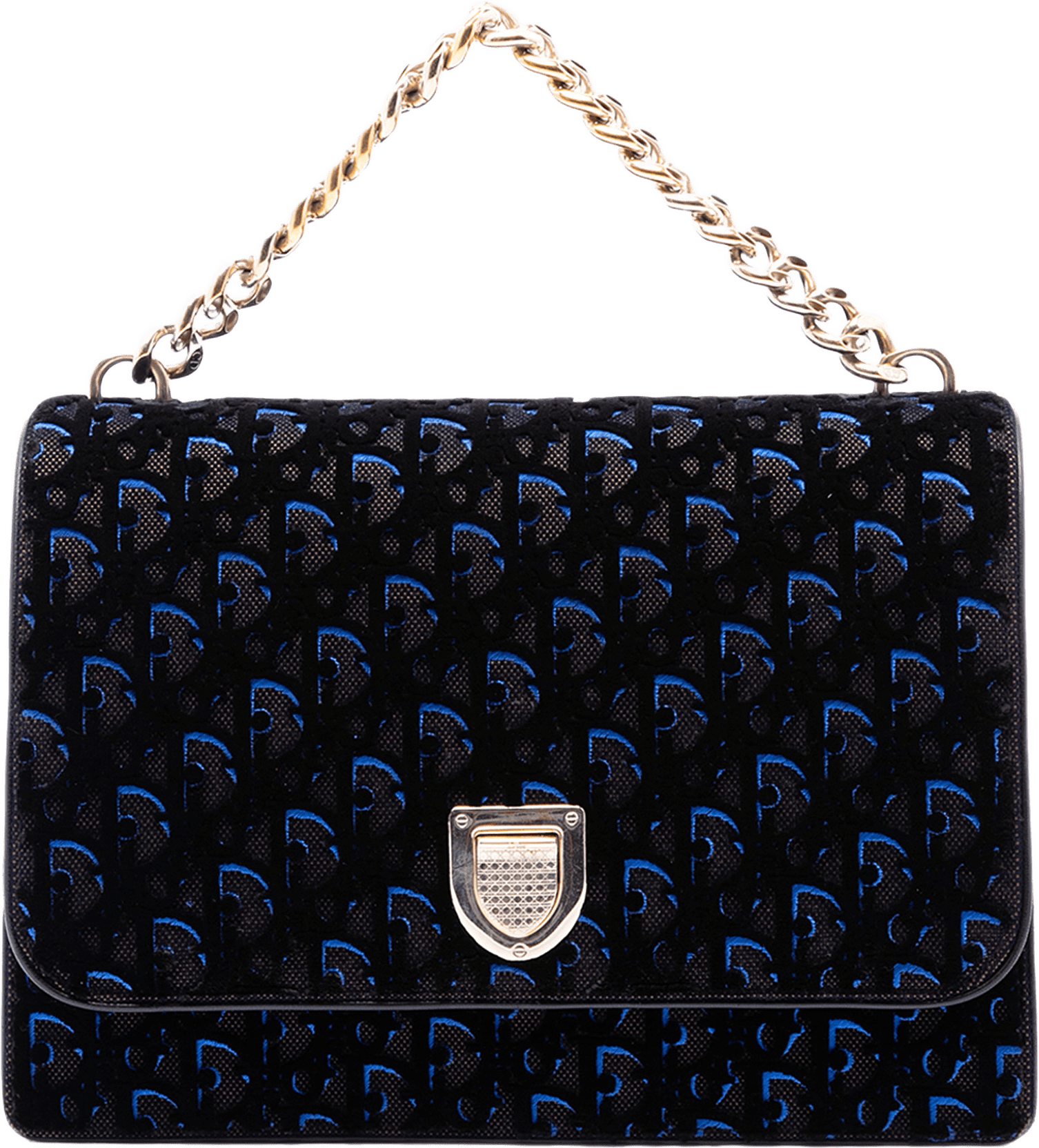 Dior Large Oblique Canvas And Velvet Diorama Flap, från Luxclusif, i färgen blå.