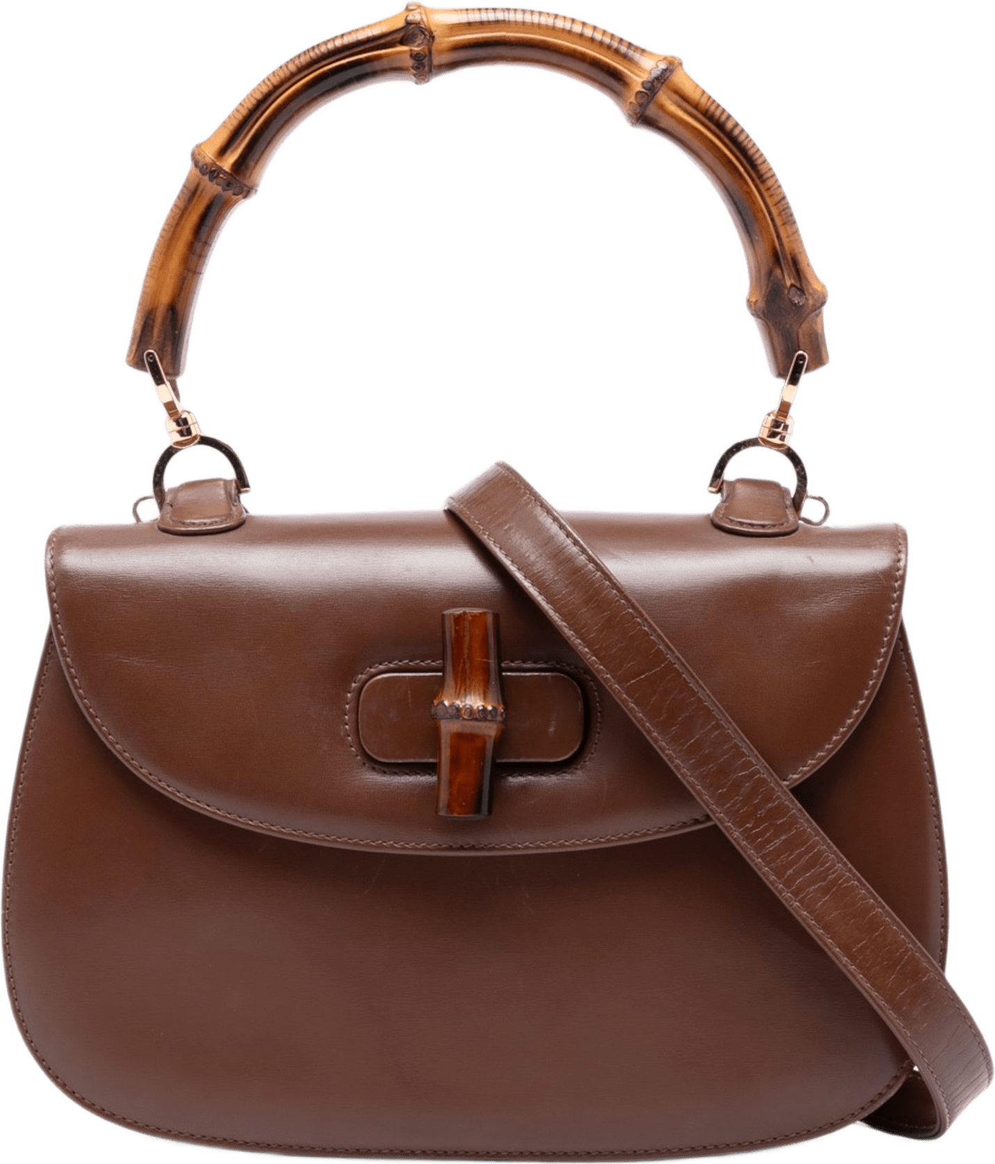 Gucci Medium Calfskin Bamboo Top Handle Bag, från Luxclusif, i färgen brun.