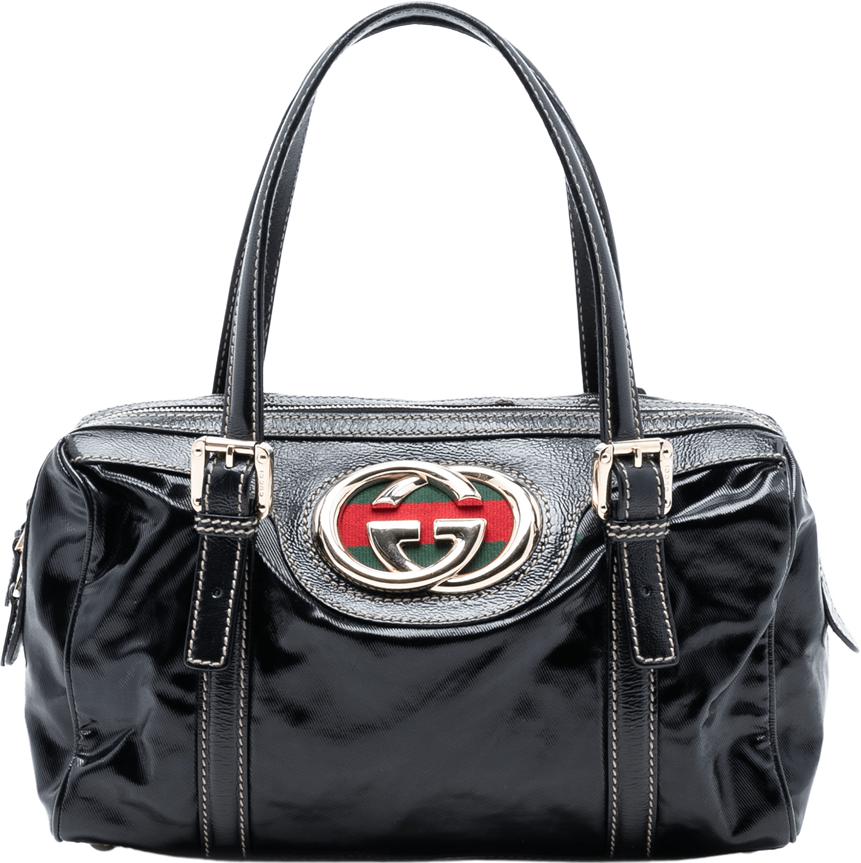 Gucci Coated Canvas Dialux Britt Boston Bag, från Luxclusif, i färgen black.