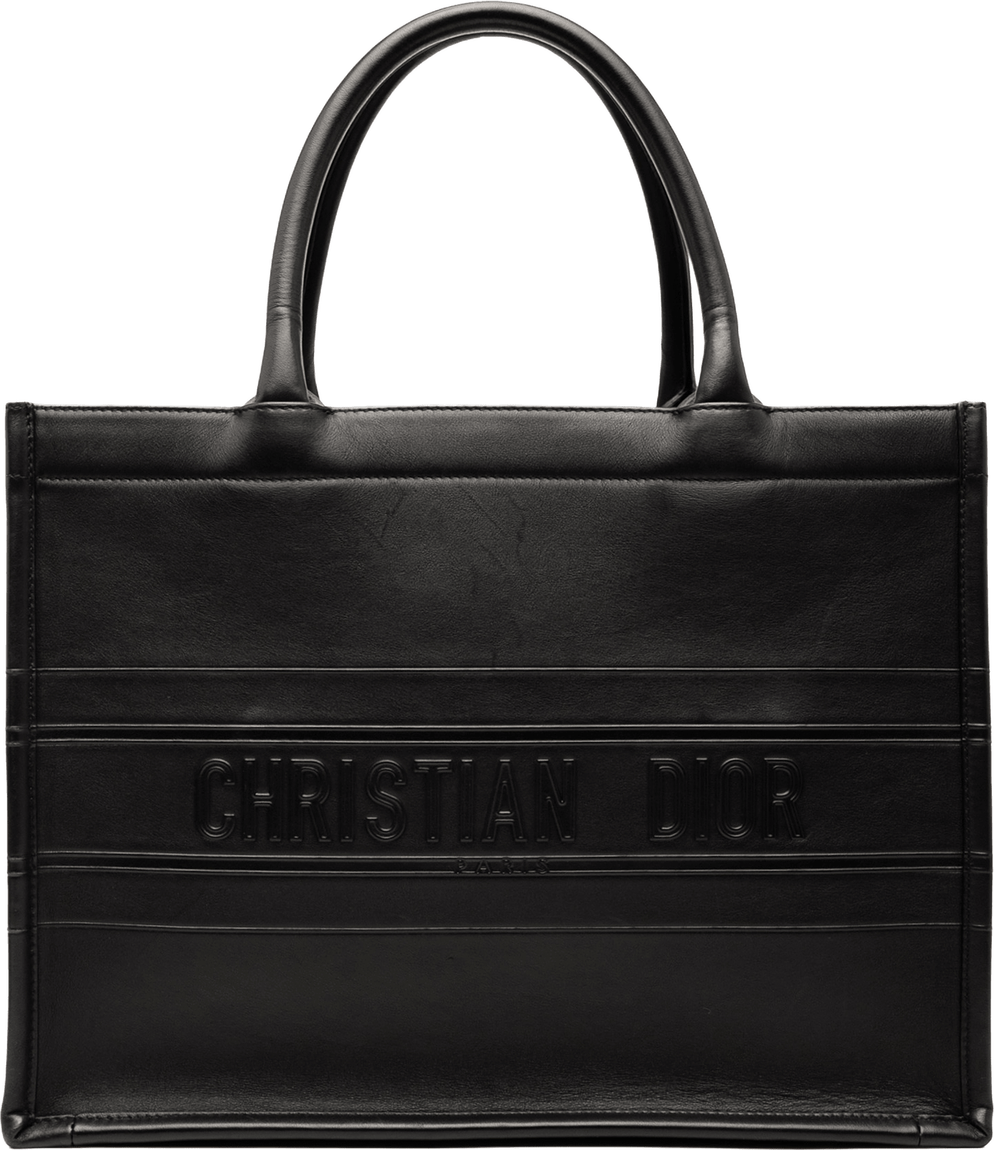 Dior Medium Embossed Leather Book Tote, från Luxclusif, i färgen black.