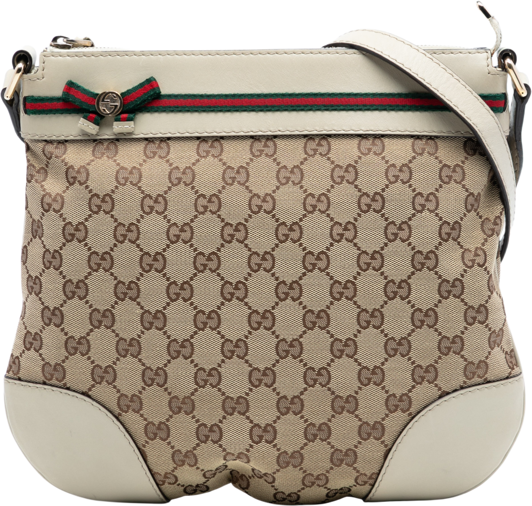 Gucci Gg Canvas Web Mayfair Crossbody, från Luxclusif, i färgen beige.