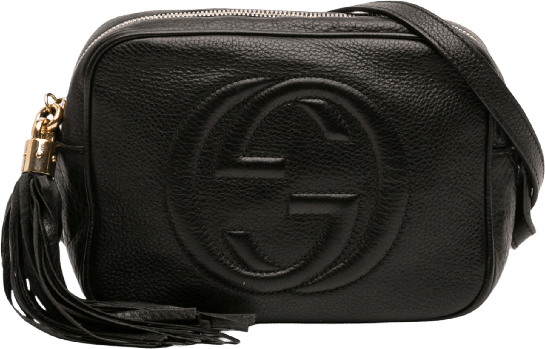 Gucci Leather Soho Disco Crossbody, från Luxclusif, i färgen black.