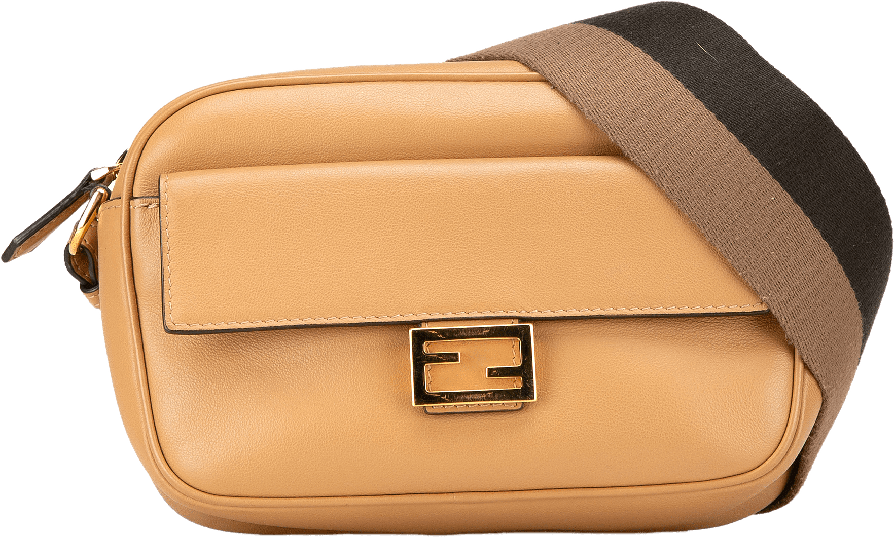 Fendi Leather Baguette Camera Bag, från Luxclusif, i färgen beige.